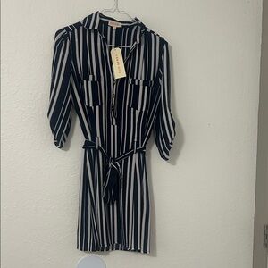 Striped black and light brown Mini Dress